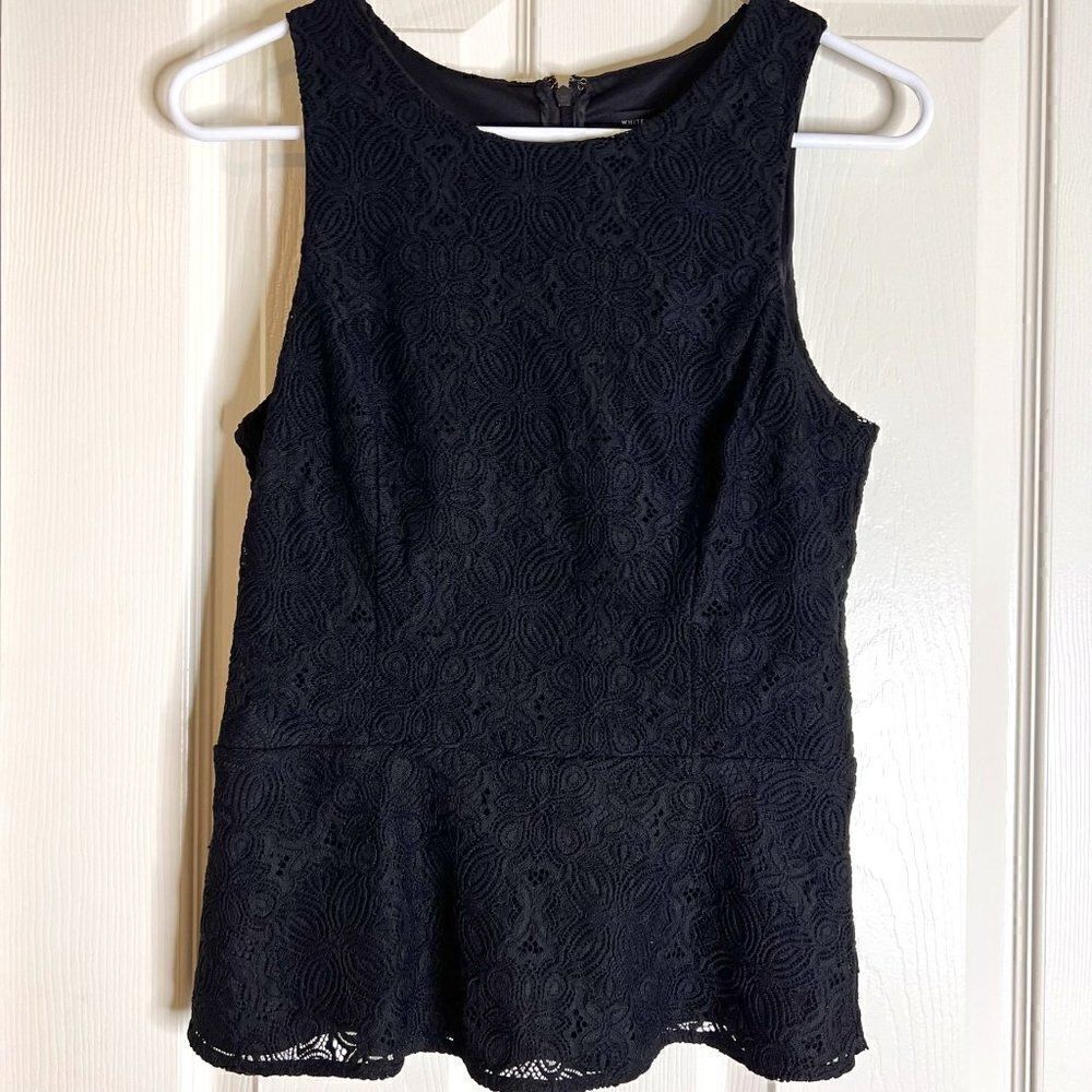 White House Black Market Lined Stretch Lace Top sz 8